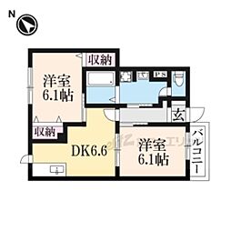ミーツハウス大門 2DKの間取図画像