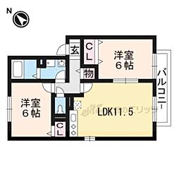 アルカディアD 2LDKの間取図画像