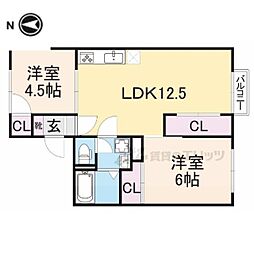 レークハイツ伊庭 2LDKの間取図画像
