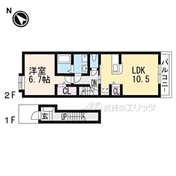 プラシードコルソ 1LDKの間取図画像