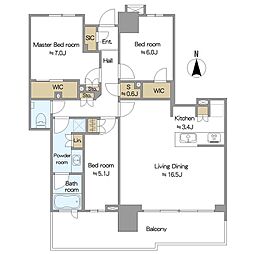 幕張ベイパークライズゲートタワー 3LDKの間取図画像