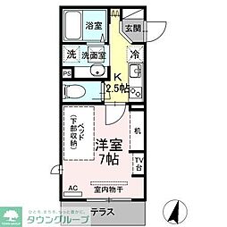 小田急小田原線 生田駅 徒歩5分の賃貸アパート 1階1Kの間取り