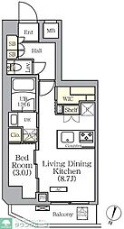 小田急小田原線 祖師ヶ谷大蔵駅 徒歩10分の賃貸マンション 6階1LDKの間取り