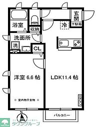 JR南武線 中野島駅 徒歩10分の賃貸アパート 1階1LDKの間取り