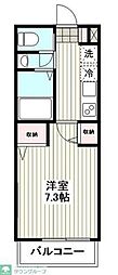 東急目黒線 新丸子駅 徒歩12分の賃貸マンション 2階1Kの間取り