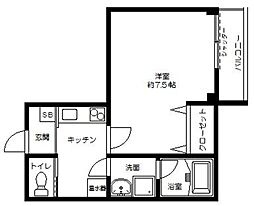 JR南武線 武蔵中原駅 徒歩10分の賃貸マンション 2階1Kの間取り