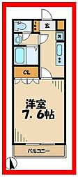 京王相模原線 京王稲田堤駅 徒歩8分の賃貸アパート 2階1Kの間取り