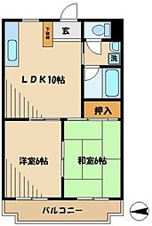 明日香テラス 2LDKの間取図画像