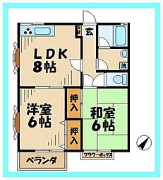 スカイハウス 2LDKの間取図画像