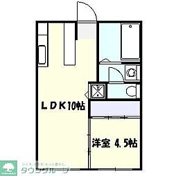 カーサ川辺 1LDKの間取図画像