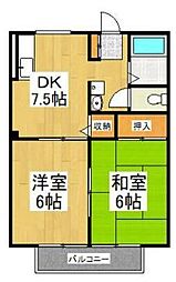 ヴィレッジ2 2DKの間取図画像