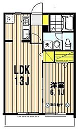 グランソレアード 1LDKの間取図画像