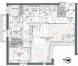 角部屋「パレロワイヤル市ヶ谷」 3LDKの間取図画像