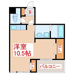 ダイムビル 4階ワンルームの間取り