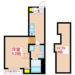 カリーノ薬師 1階1Kの間取り