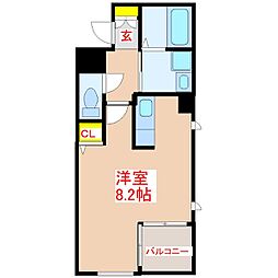 ＡＳレジデンス中央駅 8階ワンルームの間取り