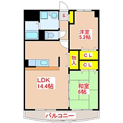 ＧＲＡＮＤＷＥＬＬ 4階2LDKの間取り