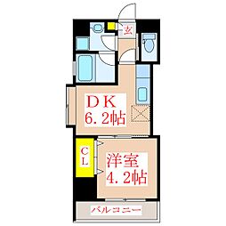 ツインコート・タワーズ　壱番館 8階1DKの間取り