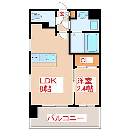 リアンシエルブルー鹿児島中央 1LDKの間取図画像