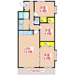 ヴェルメゾンF 3LDKの間取図画像