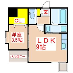 Zero上之園 1LDKの間取図画像