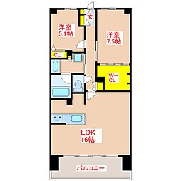 ザ・パークテラス高麗タワー 2LDKの間取図画像