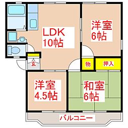 パナハイツ常盤 3LDKの間取図画像