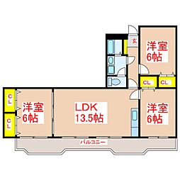 シティハイツ三洋 3LDKの間取図画像