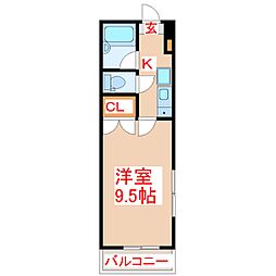 リバーサイドフェアリー 1Kの間取図画像