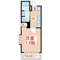 ディライトハイムA 1Kの間取図画像