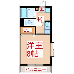 パークサイド西 1Kの間取図画像