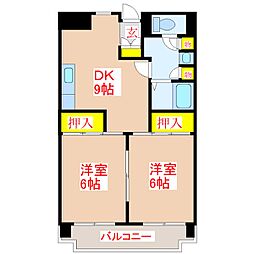 シティハイツ三洋 2DKの間取図画像