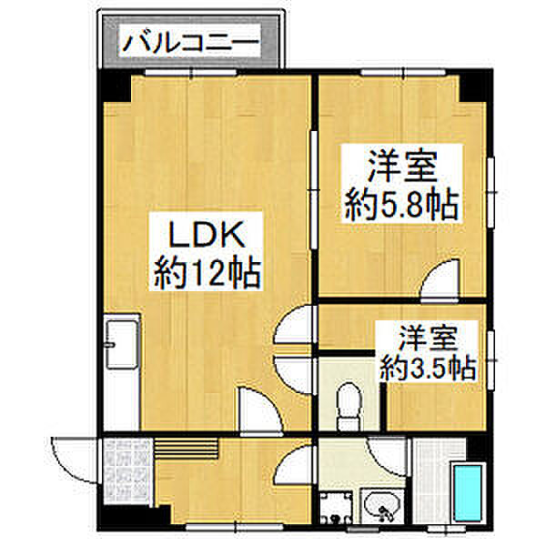 平和第2マンション ｜愛知県名古屋市千種区見附町2丁目(賃貸マンション2LDK・2階・53.50㎡)の写真 その2