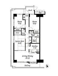グリーンコーポ本厚木 3LDKの間取図画像