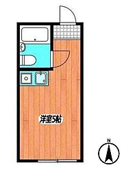 東京メトロ副都心線 雑司が谷駅 徒歩6分の賃貸マンション 3階ワンルームの間取り
