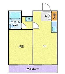 JR山手線 恵比寿駅 徒歩8分の賃貸マンション 3階1DKの間取り