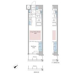 東京メトロ東西線 早稲田駅 徒歩1分の賃貸マンション 6階1LDKの間取り