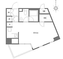 東京メトロ南北線 目黒駅 徒歩2分の賃貸マンション 9階ワンルームの間取り