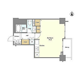 東京メトロ南北線 目黒駅 徒歩2分の賃貸マンション 12階ワンルームの間取り
