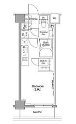 東京メトロ丸ノ内線 新宿御苑前駅 徒歩8分の賃貸マンション 4階ワンルームの間取り