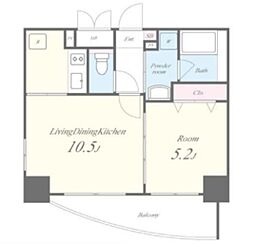 JR山手線 田町駅 徒歩16分の賃貸マンション 6階1LDKの間取り