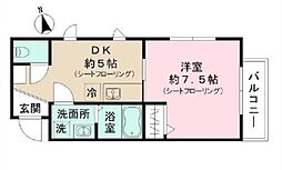 西武新宿線 下落合駅 徒歩4分の賃貸アパート 2階1DKの間取り