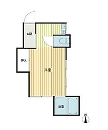 JR山手線 新大久保駅 徒歩7分の賃貸アパート 1階ワンルームの間取り