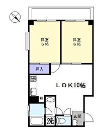 東急東横線 中目黒駅 徒歩7分の賃貸マンション 2階2LDKの間取り