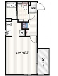 東京メトロ副都心線 北参道駅 徒歩4分の賃貸マンション 2階ワンルームの間取り