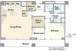 東京メトロ日比谷線 広尾駅 徒歩15分の賃貸マンション 3階1SLDKの間取り