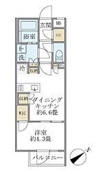 東京メトロ東西線 早稲田駅 徒歩7分の賃貸マンション 2階1DKの間取り