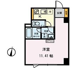 東京メトロ副都心線 北参道駅 徒歩6分の賃貸マンション 2階1Kの間取り