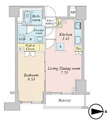 東京メトロ東西線 神楽坂駅 徒歩6分の賃貸マンション 8階1LDKの間取り