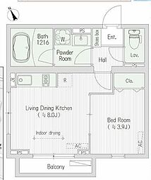 都営大江戸線 若松河田駅 徒歩6分の賃貸マンション 1階1SLDKの間取り
